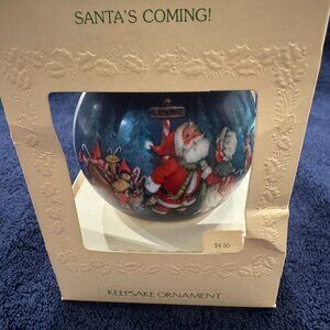 1981 Hallmark “Santa’s Coming” Satin Ball Ornament – In Original Box